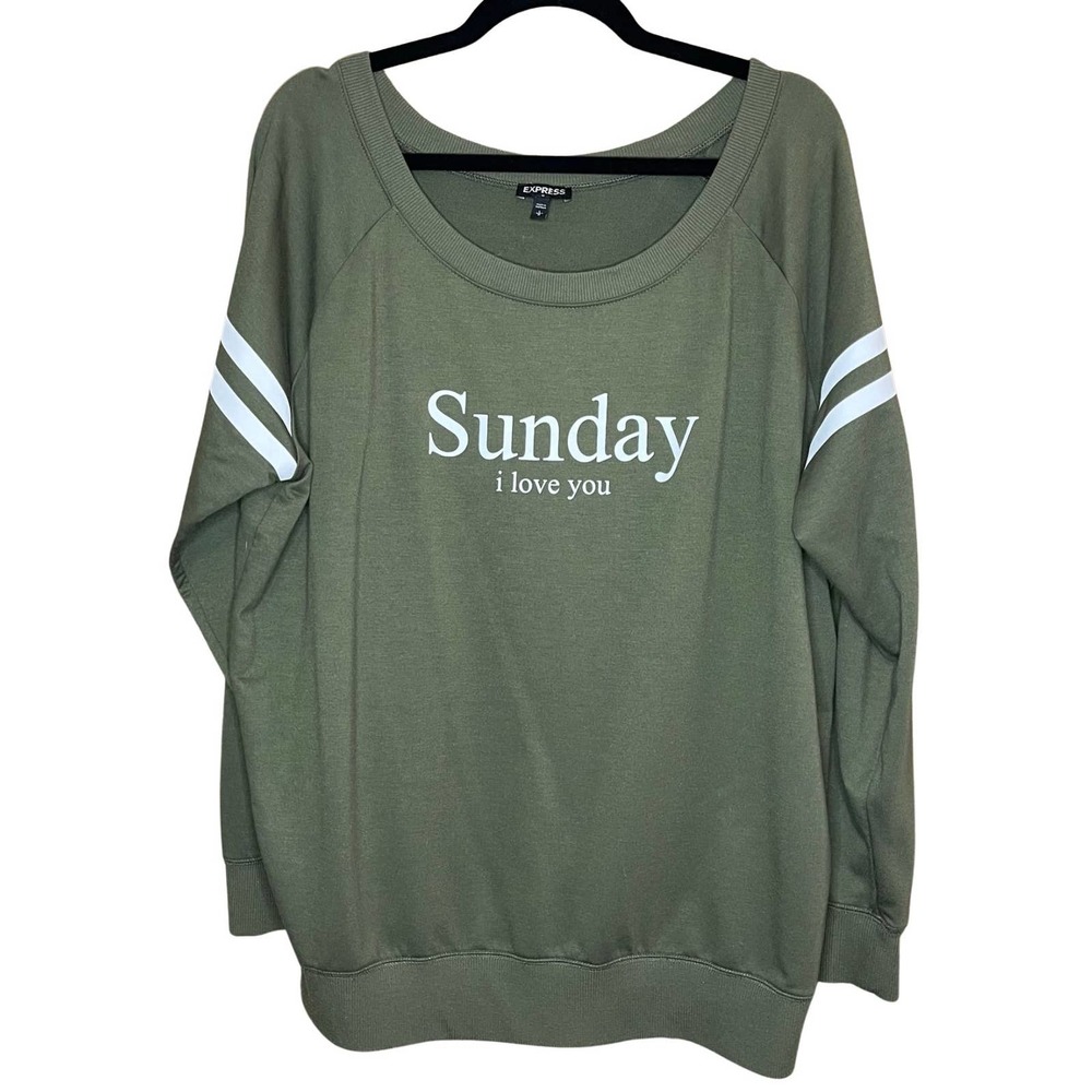 Express green "Sunday" oversized sweatshirt (size L)